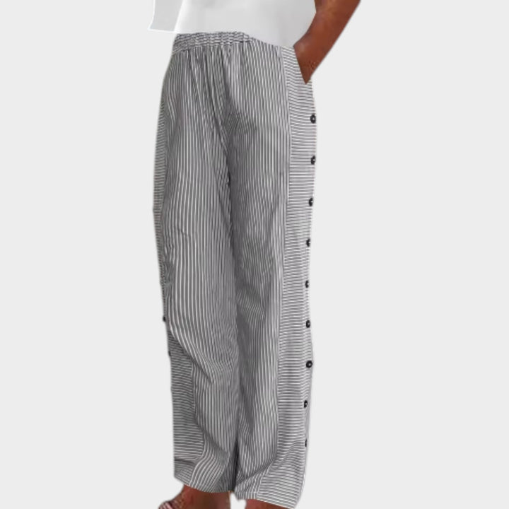 Effortless Striped Button Pants