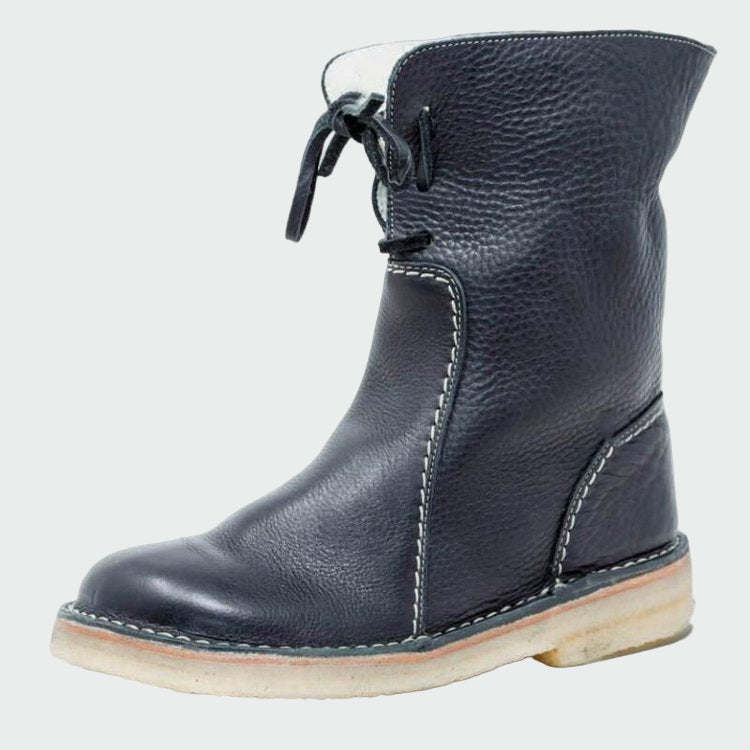 Water-Resistant Leather Ankle Boots Featuring Cozy Wool Lining