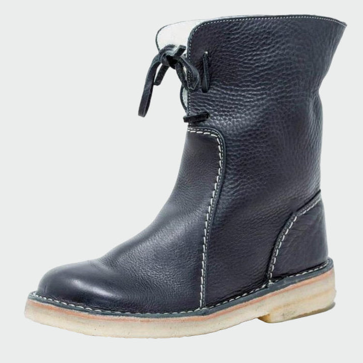 Water-Resistant Leather Ankle Boots Featuring Cozy Wool Lining