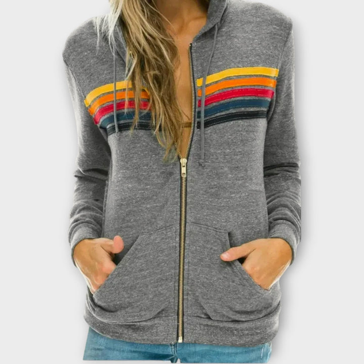 Vintage-Inspired Stripe Zip Hoodie