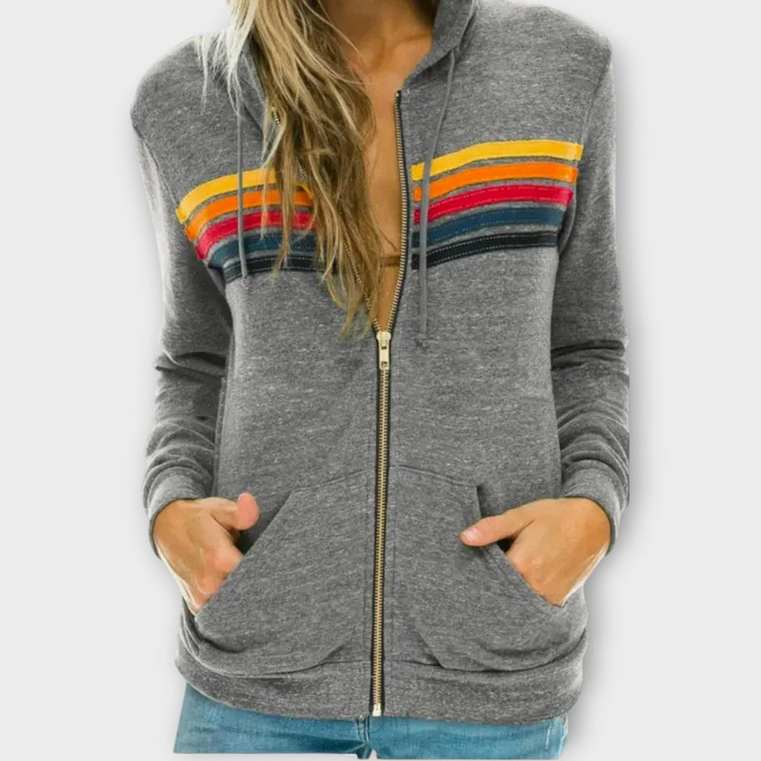 Vintage Striped Zip-Up Hoodie