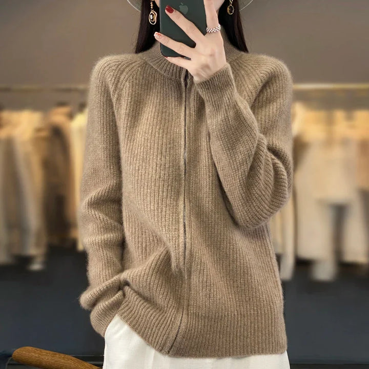 Hannah™ | Premium Wool Stand Collar Cardigan