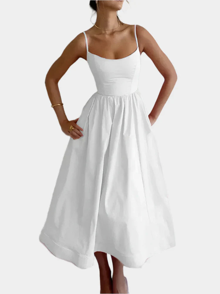 Dress with Wide and Soft Satin Line