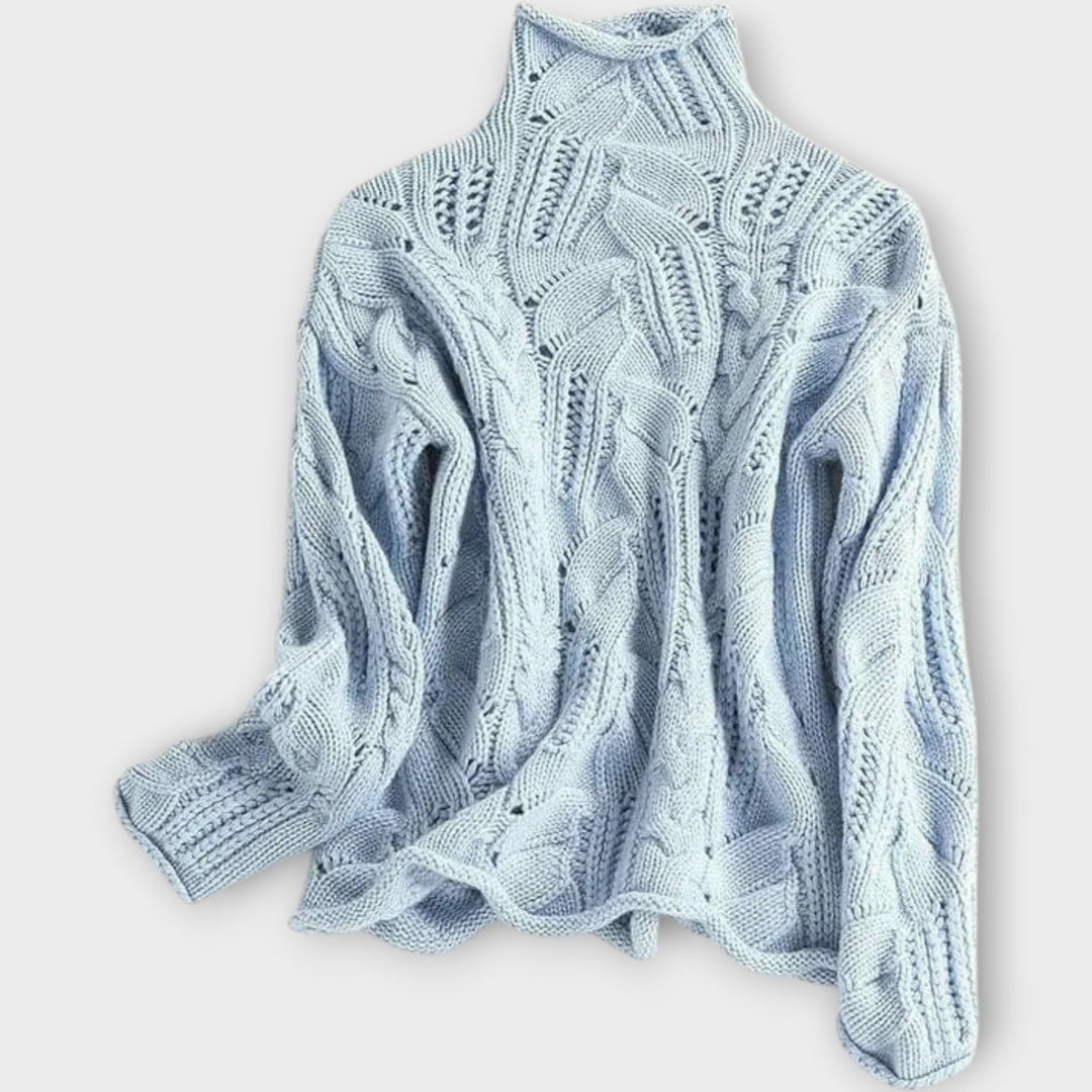 Ksenia Braided Pattern Cashmere Turtleneck