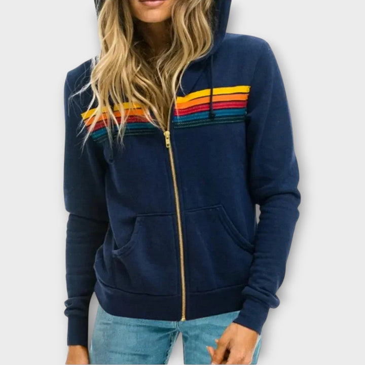 Vintage-Inspired Stripe Zip Hoodie