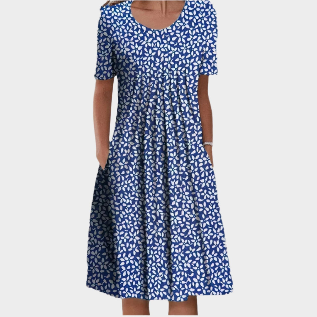 Summer Dress with Floral Stitching