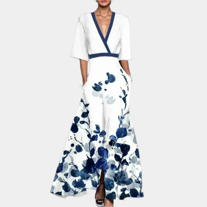 Floral Dress with V-Neck