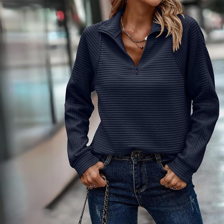 Lela | Chic Ribbed Zip-Up Sweater