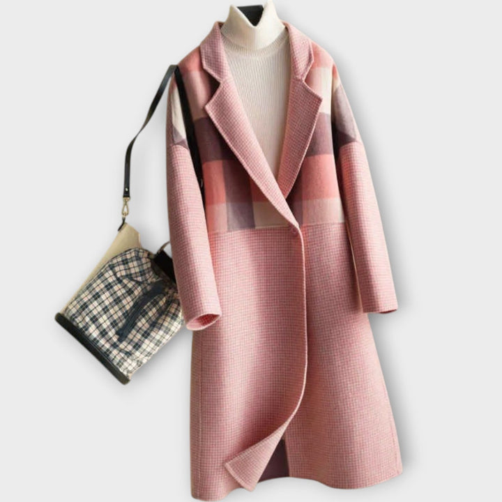 Chic Wool-Blend Patchwork Coat