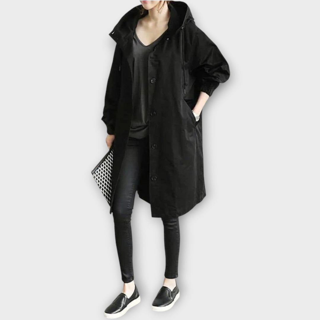 Extra-Large Hooded Button-Up Rain Jacket