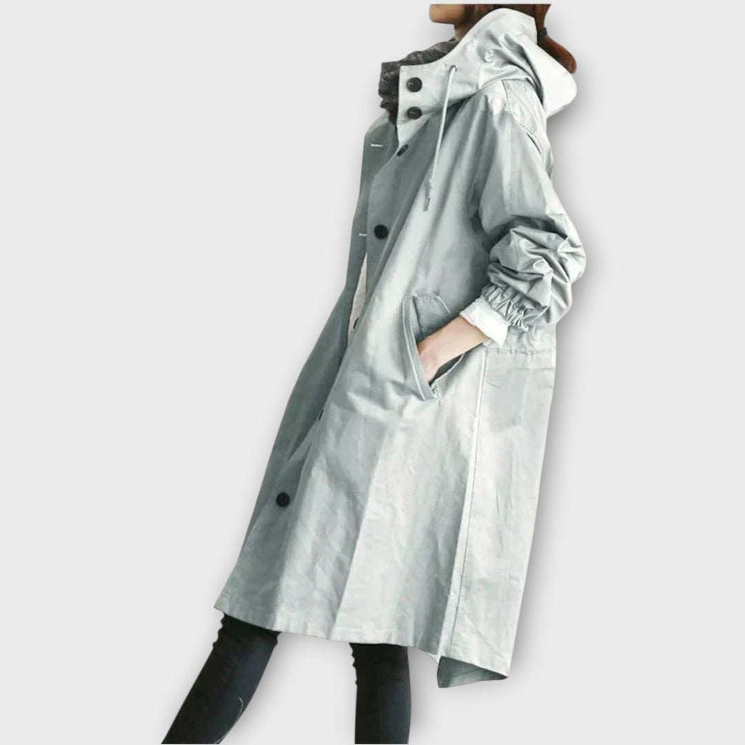 Extra-Large Hooded Button-Up Rain Jacket