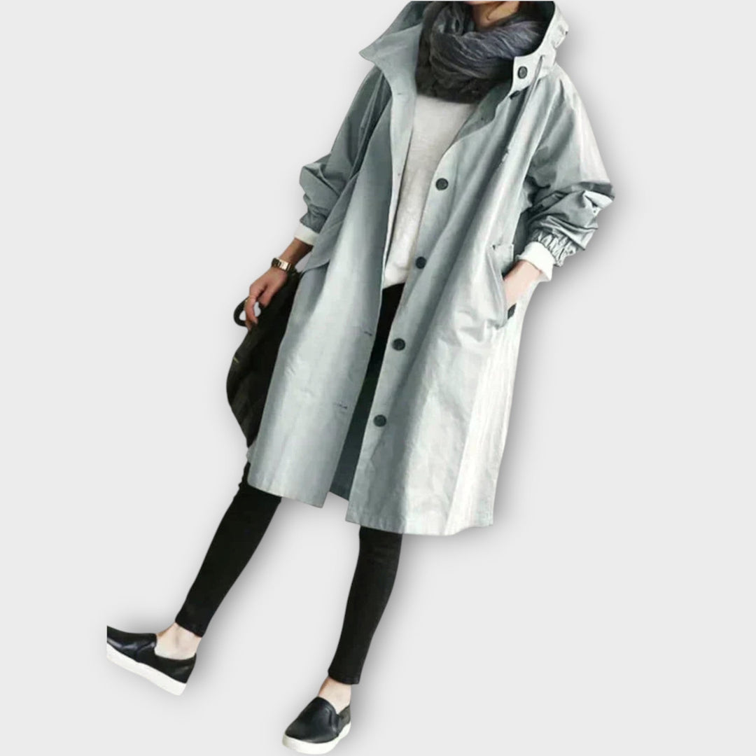 Extra-Large Hooded Button-Up Rain Jacket