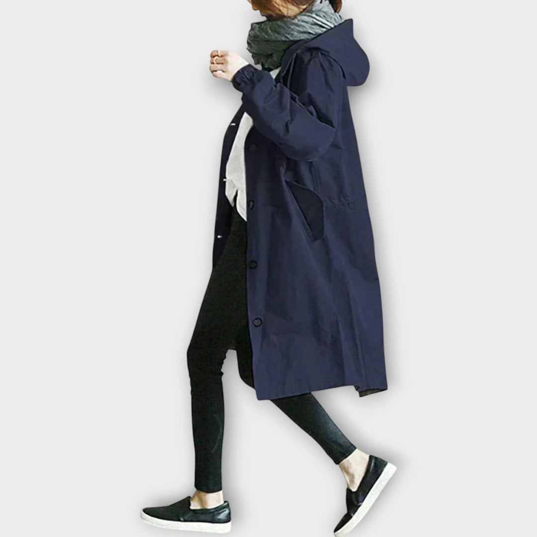 Extra-Large Hooded Button-Up Rain Jacket