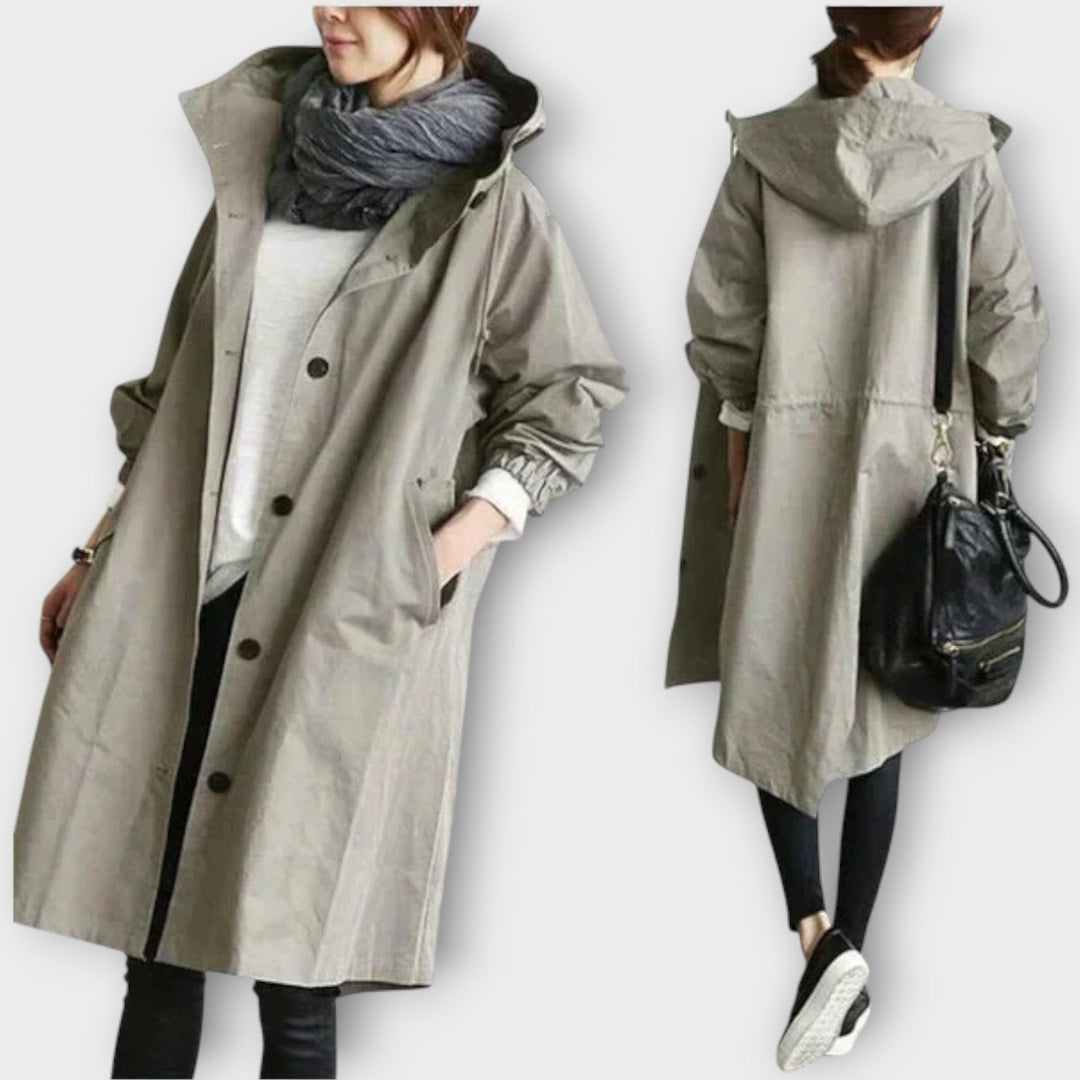 Extra-Large Hooded Button-Up Rain Jacket