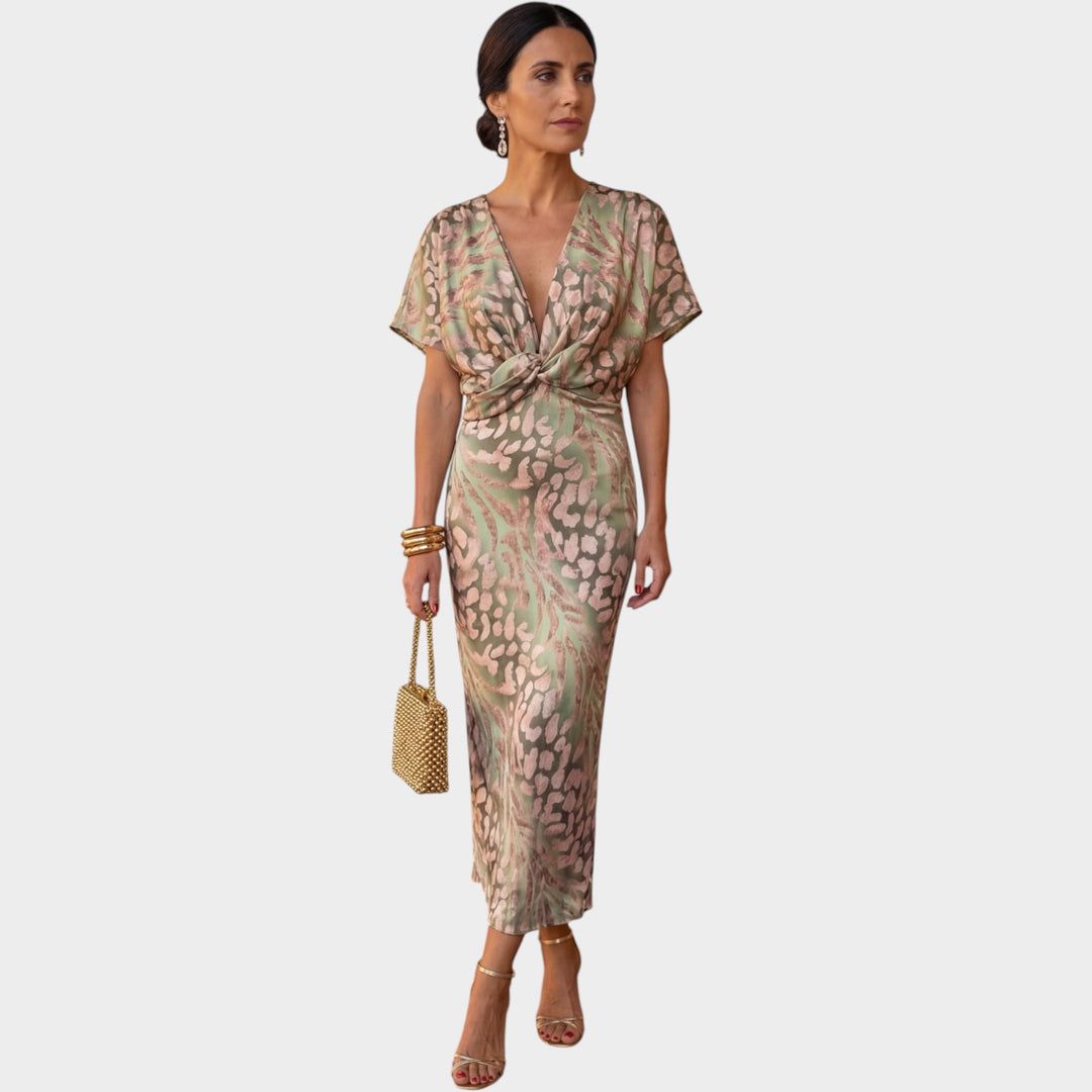 Sculpted Twist Midi Dress
