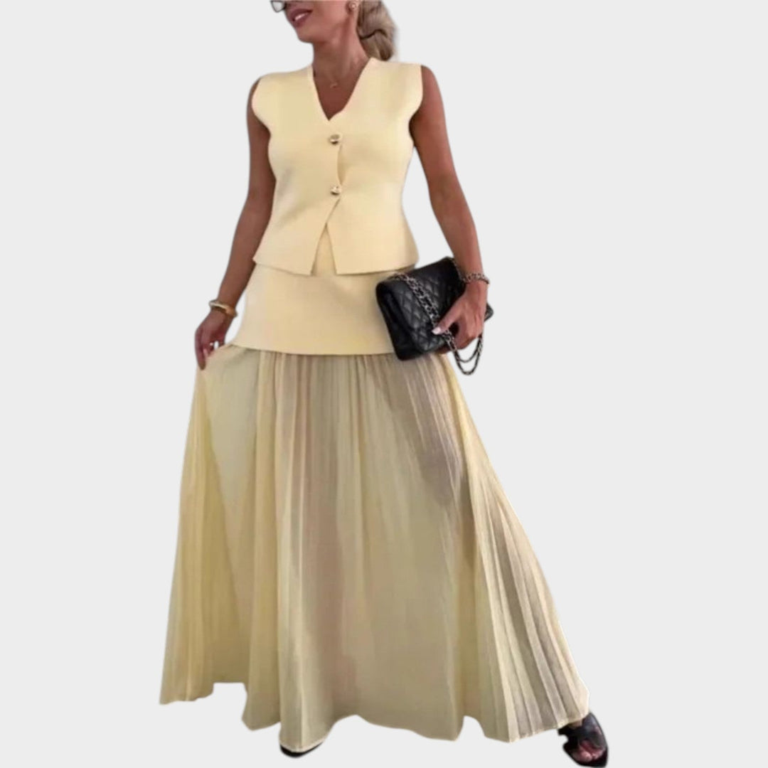 Elegant Two-Piece Sleeveless Maxi Set