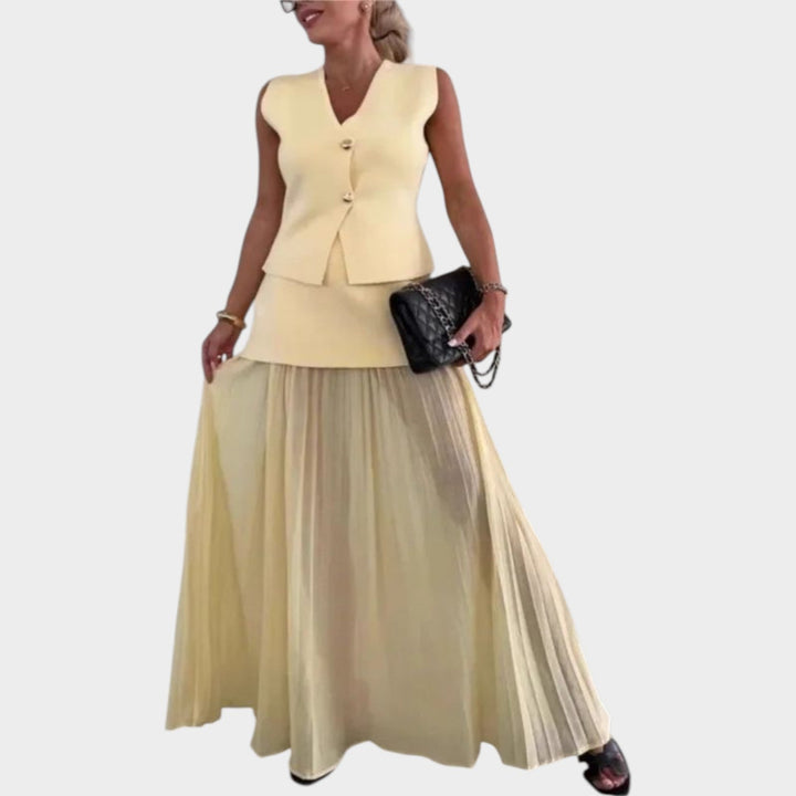 Elegant Two-Piece Sleeveless Maxi Set