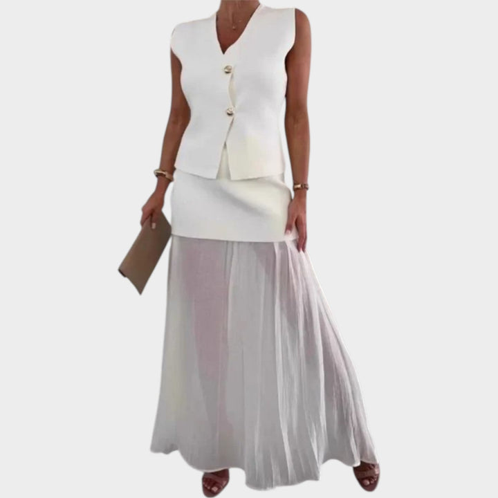 Elegant Two-Piece Sleeveless Maxi Set
