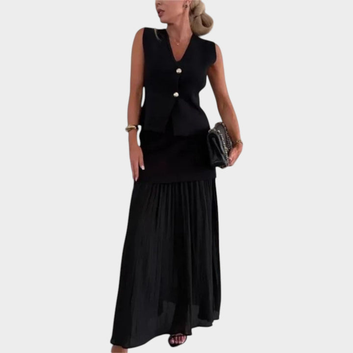 Elegant Two-Piece Sleeveless Maxi Set