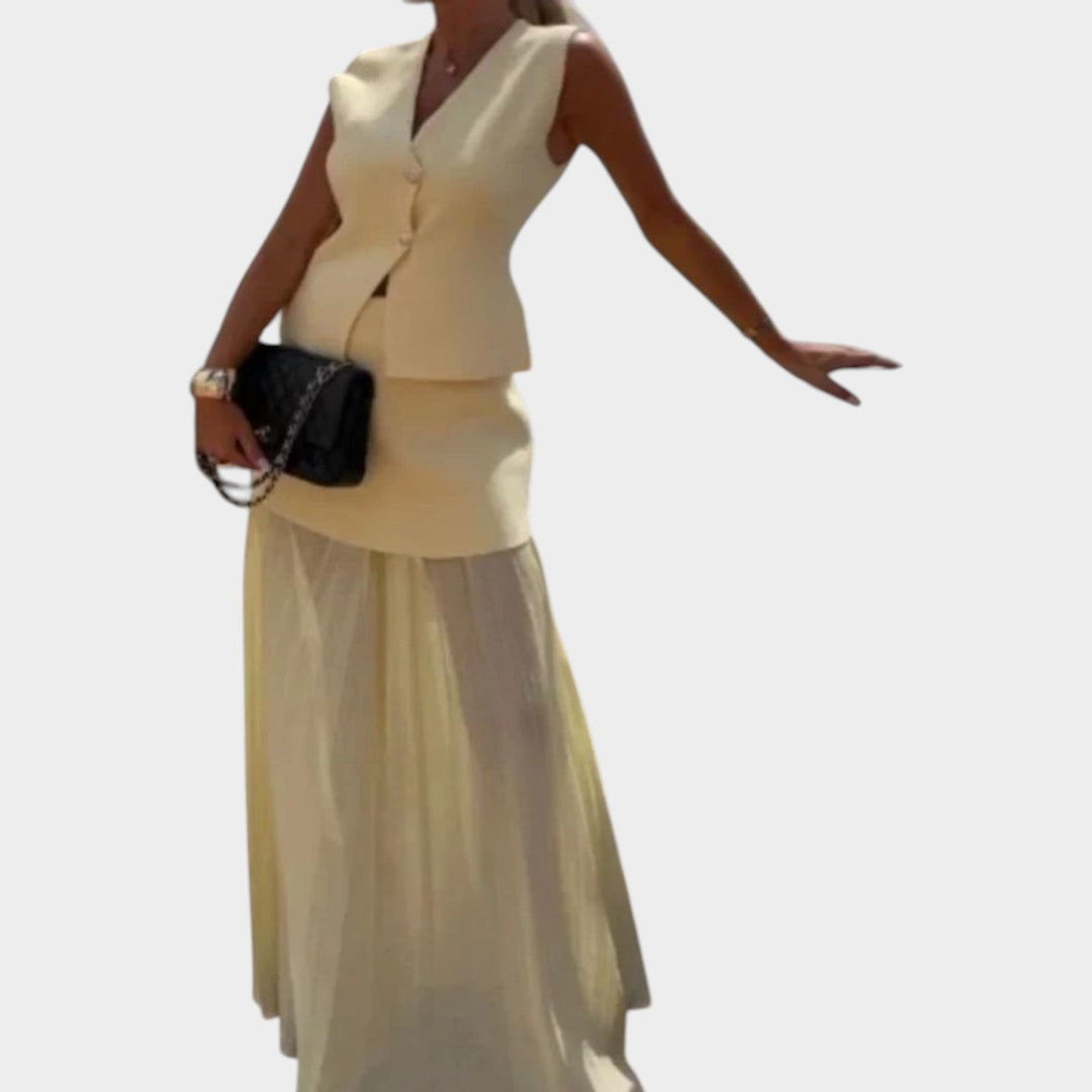 Elegant Two-Piece Sleeveless Maxi Set