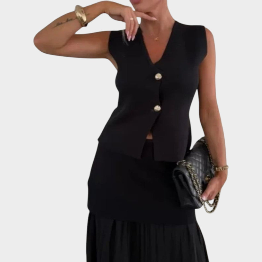 Elegant Two-Piece Sleeveless Maxi Set