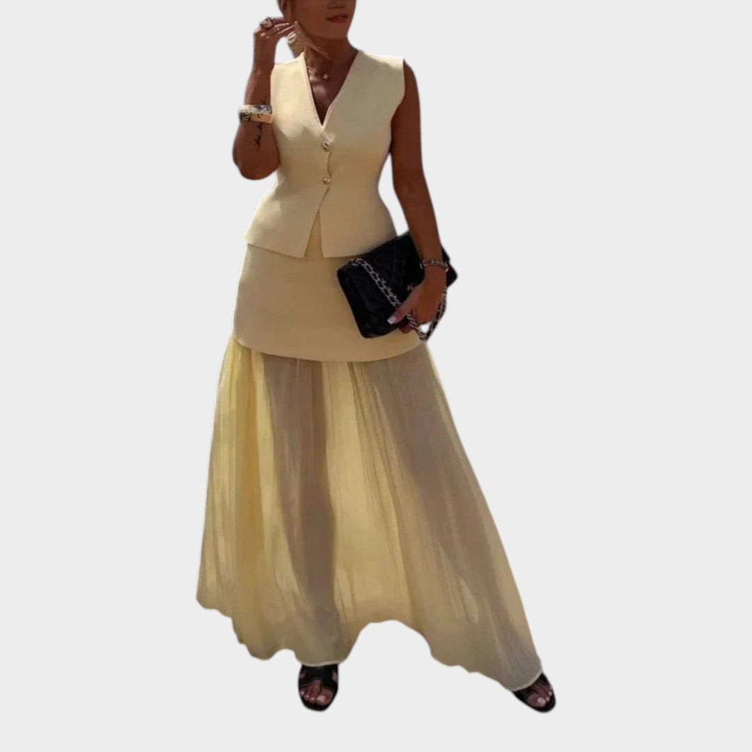 Elegant Two-Piece Sleeveless Maxi Set