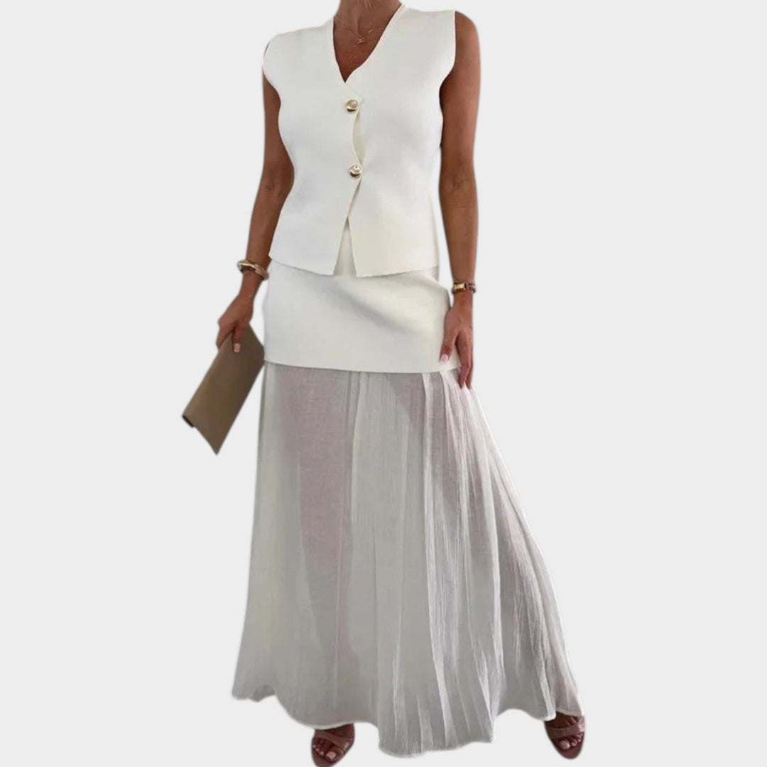 Elegant Two-Piece Sleeveless Maxi Set