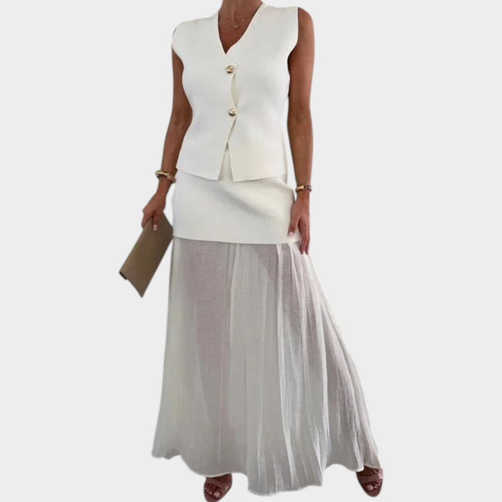 Elegant Two-Piece Sleeveless Maxi Set