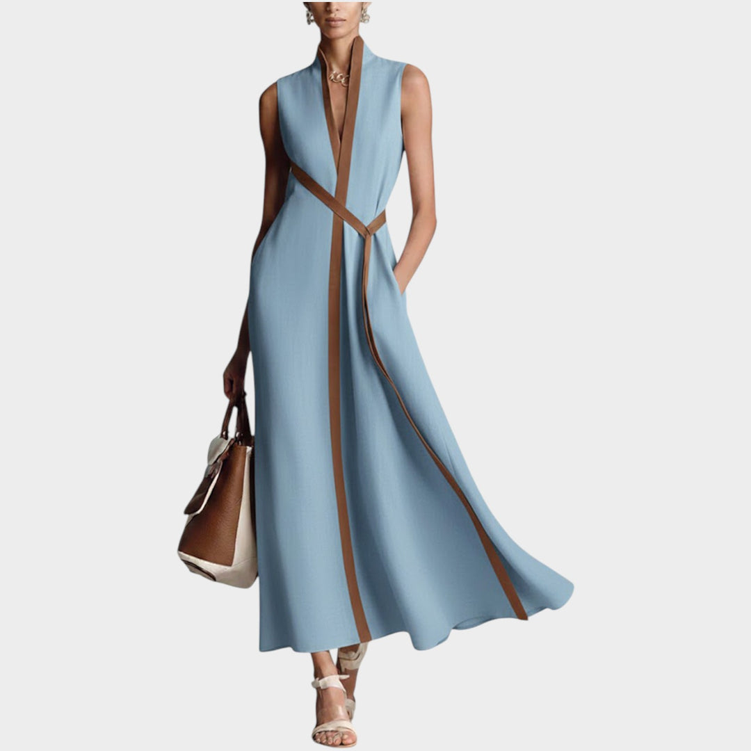 Modern Contrast Trim Maxi Dress