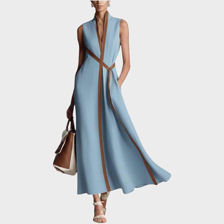 Modern Contrast Trim Maxi Dress