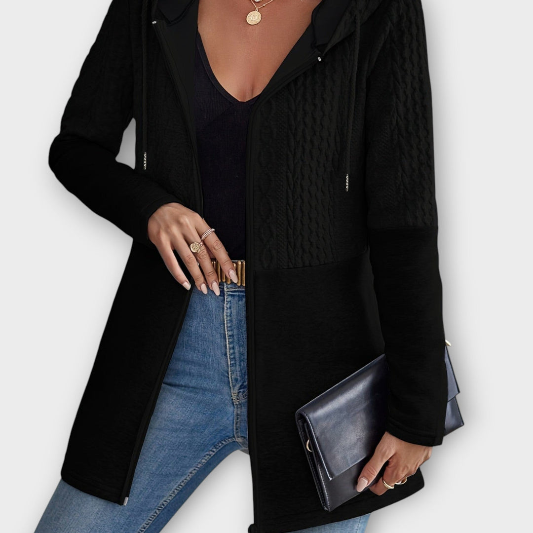 Textured Hooded Zip Cardigan