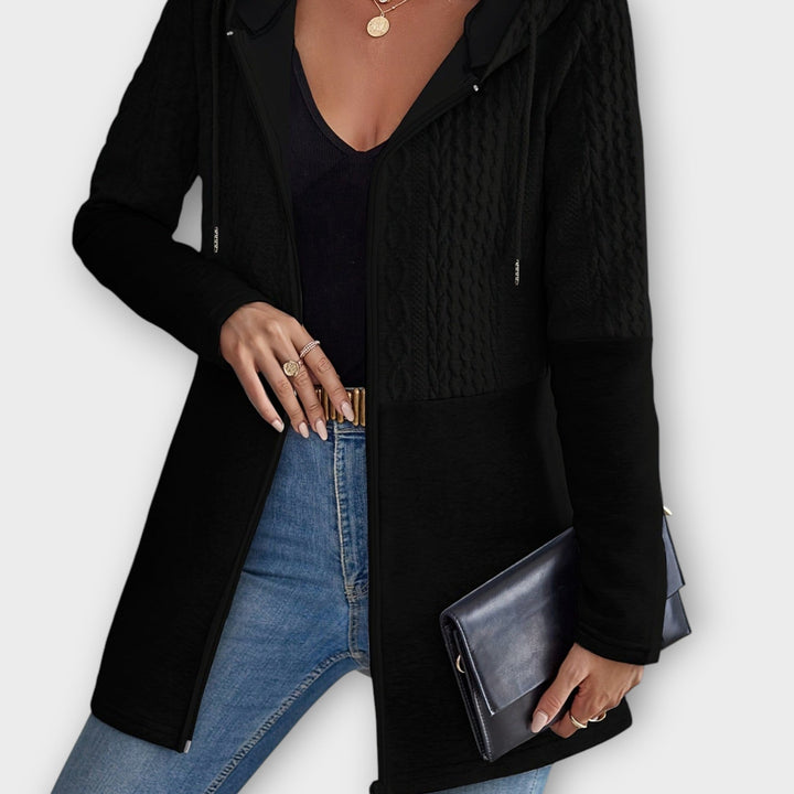 Textured Hooded Zip Cardigan