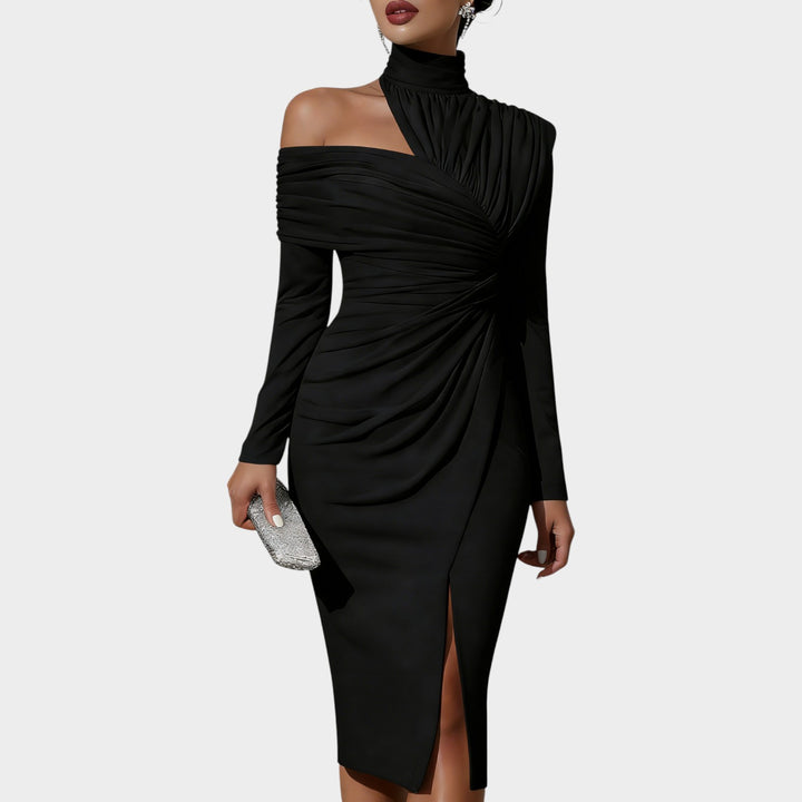 Sculpted Elegance Off-Shoulder Dress
