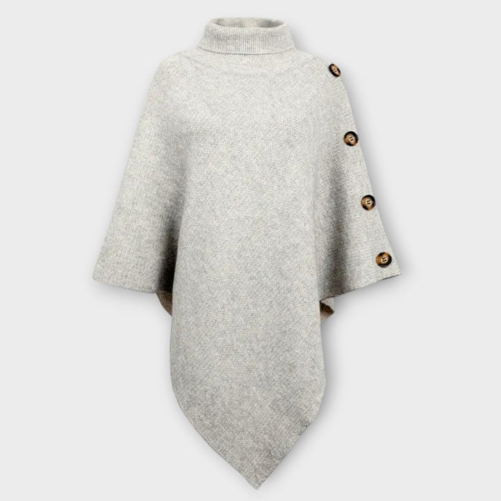 Cozy Knit Poncho with Button Accents