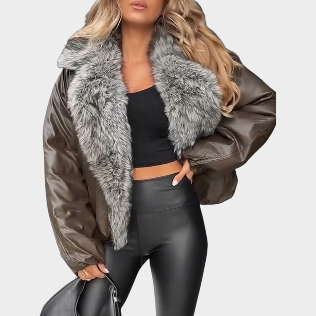Faux Fur-Lined Aviator Jacket