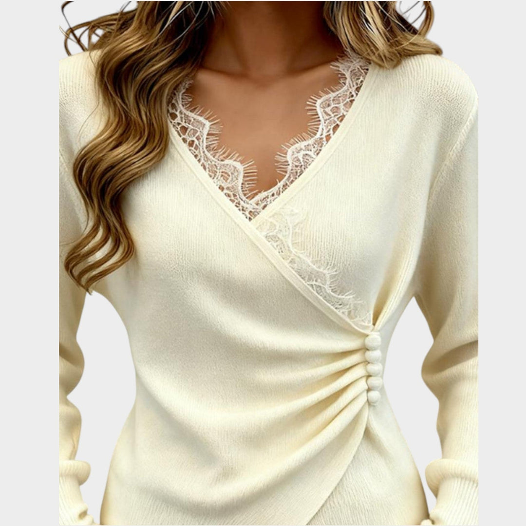 Lace Knit Top with Wrap Detail
