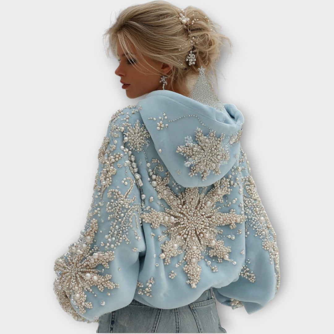 Handcrafted Holiday Pearl-Embellished Hoodie
