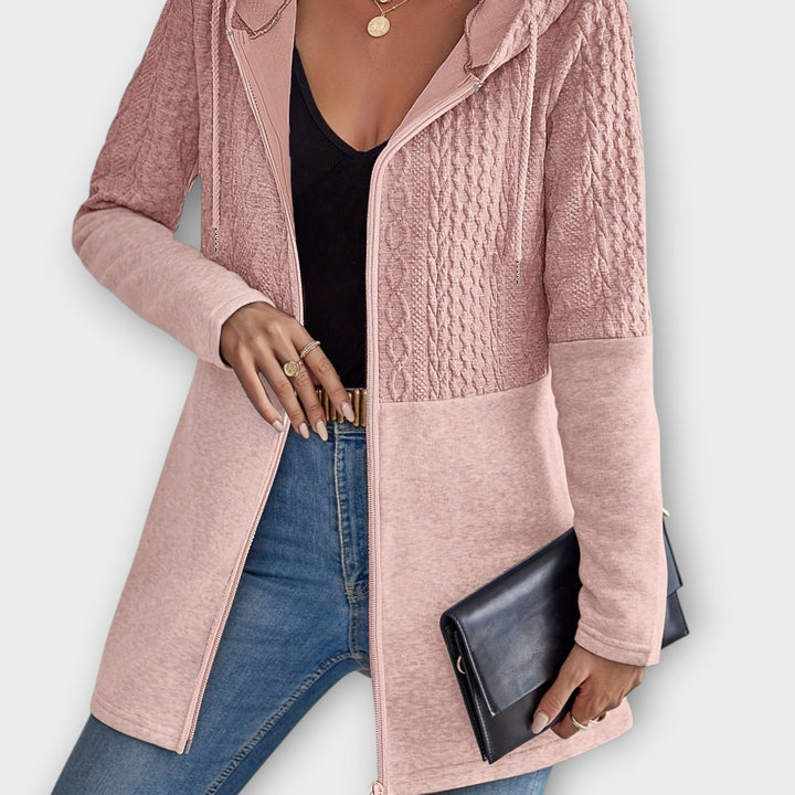 Textured Hooded Zip Cardigan