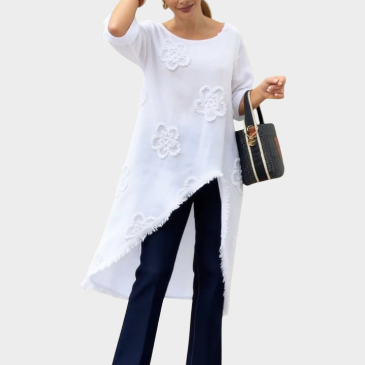 Asymmetrical Floral Tunic Top