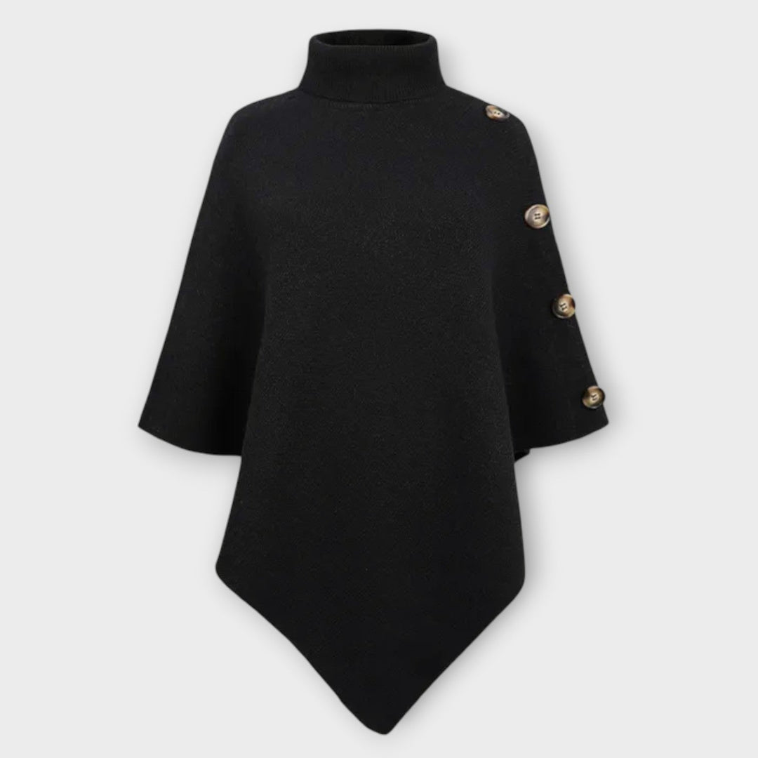 Cozy Knit Poncho with Button Accents