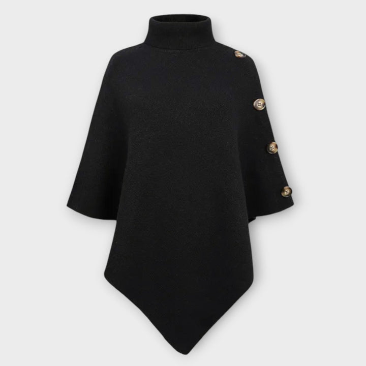 Cozy Knit Poncho with Button Accents