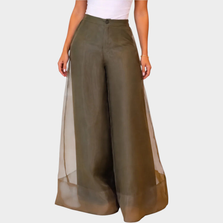 Statement Sheer-Layer Wide-Leg Pants