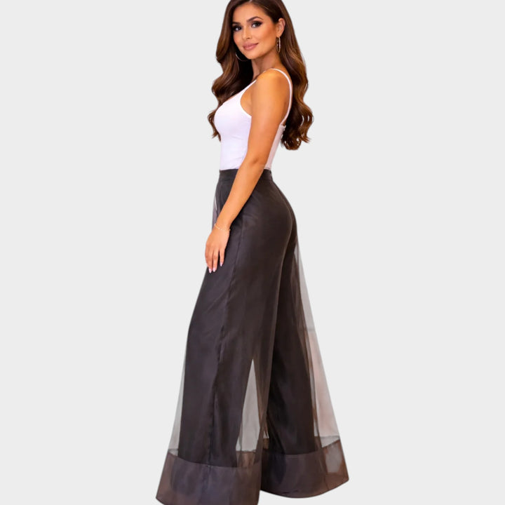 Statement Sheer-Layer Wide-Leg Pants