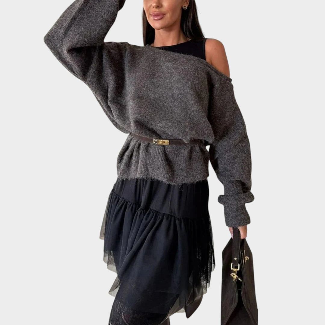 Relaxed Fit Off-Shoulder Oversized Sweater