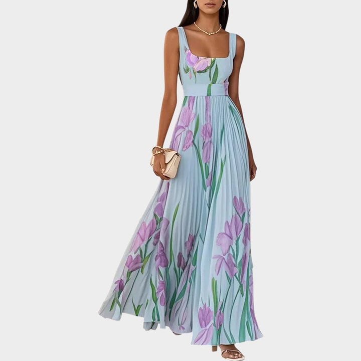 Floral Pleated Maxi Dress