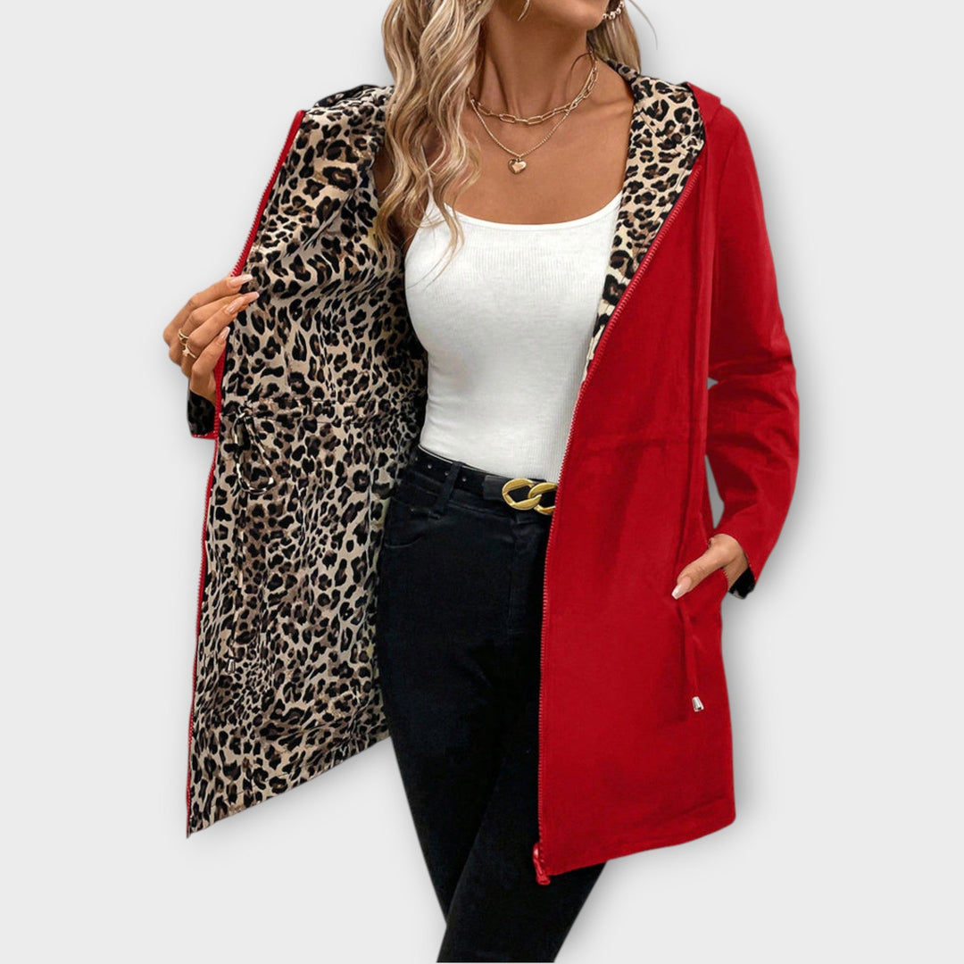 Leopard Print Reversible Hooded Jacket