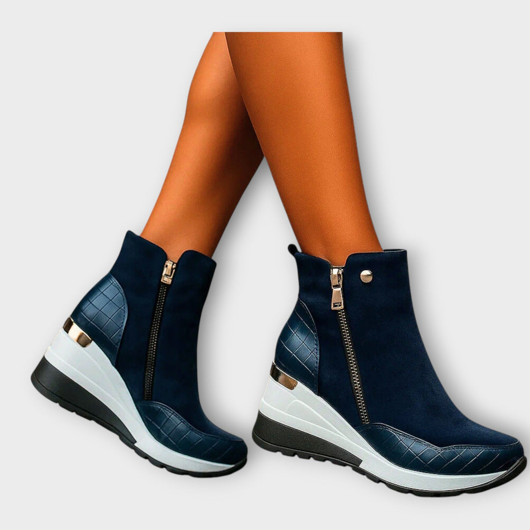 Wedge Sole Zip Ankle Sneakers