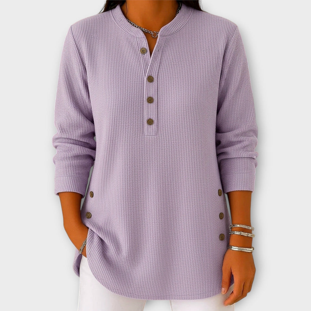 Timeless Knit Top with Button Accents