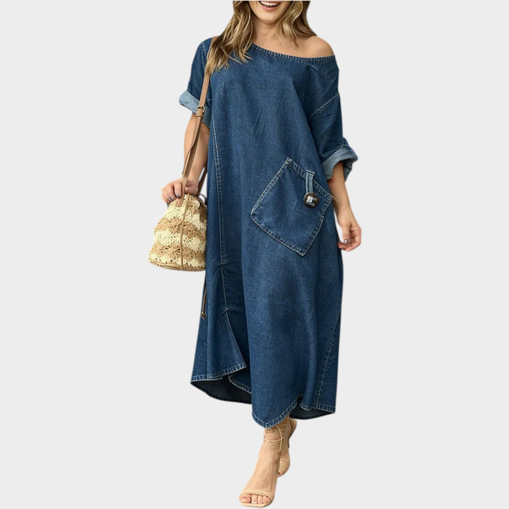 Off-Shoulder Oversized Denim Dress
