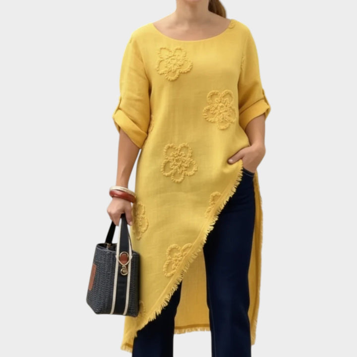 Asymmetrical Floral Tunic Top